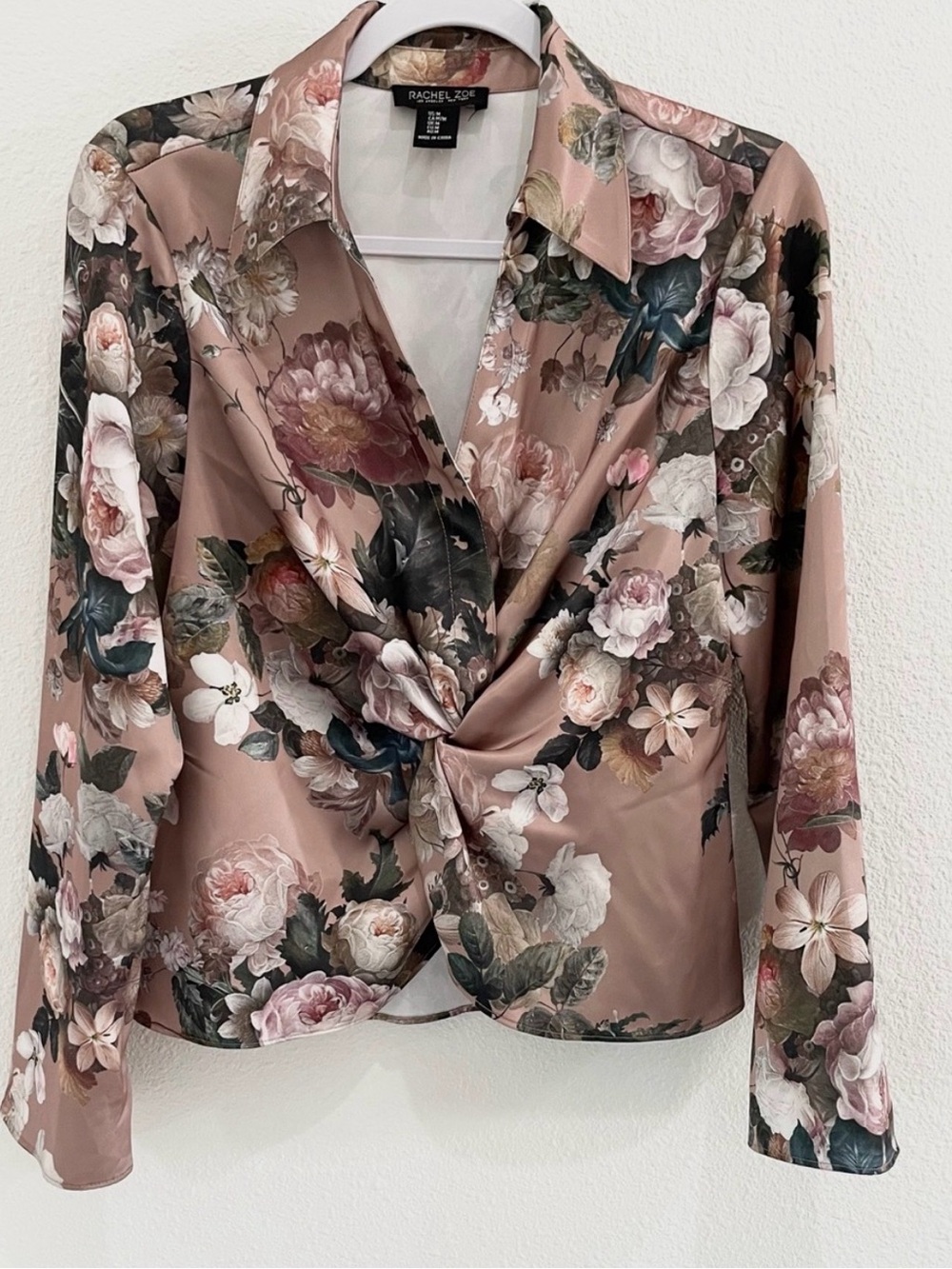Rachel Zoe Pink Floral Twist-Front Blouse